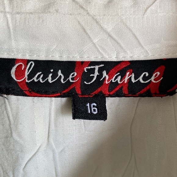Claire France Women's White Textured 1/2 Sleeve Button Up Blouse Size 16 - Picture 2 of 13